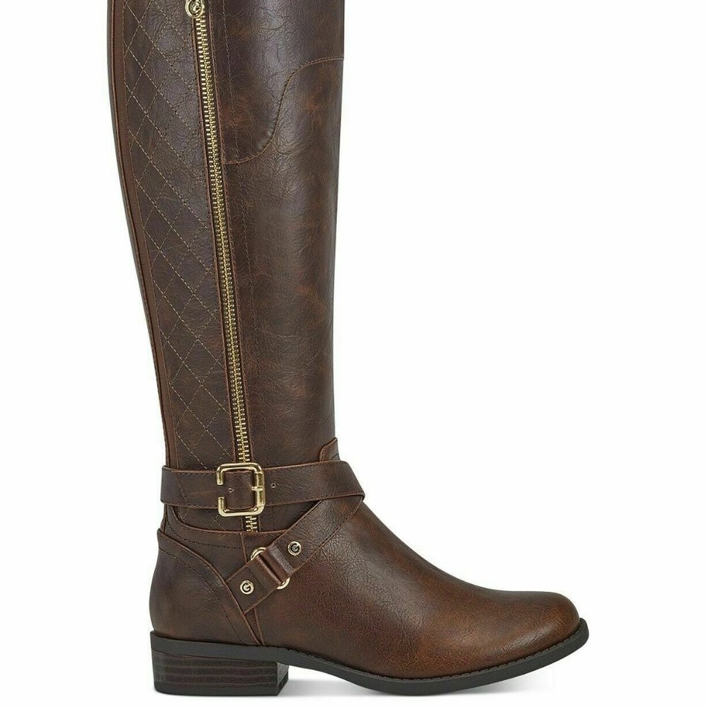 G by Guess Women's Shoes Haydin Leather Almond Toe Knee High Fashion Boots Brown - Picture 3 of 16